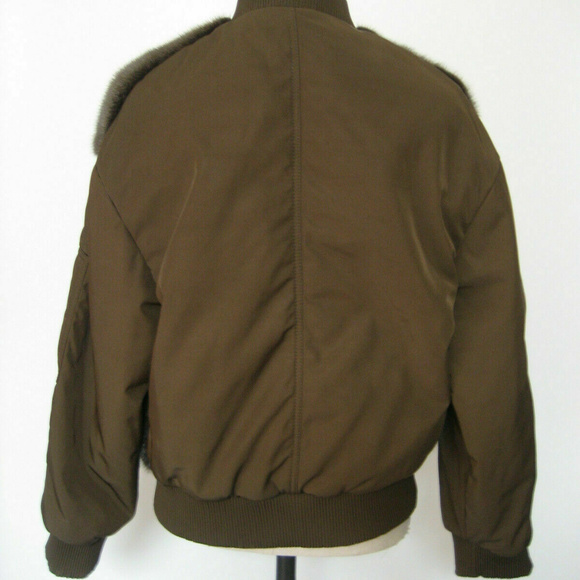 Blancha Brown Mink Fur & Nylon Bomber Jacket Sz 40 - Picture 5 of 8